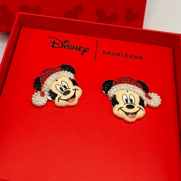BaubleBar Disney Mickey Mouse Santa Earrings NIB - Picture 2 of 6